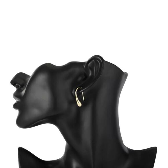 Gold Water Drop Dangle Earrings - Picture 5 of 6